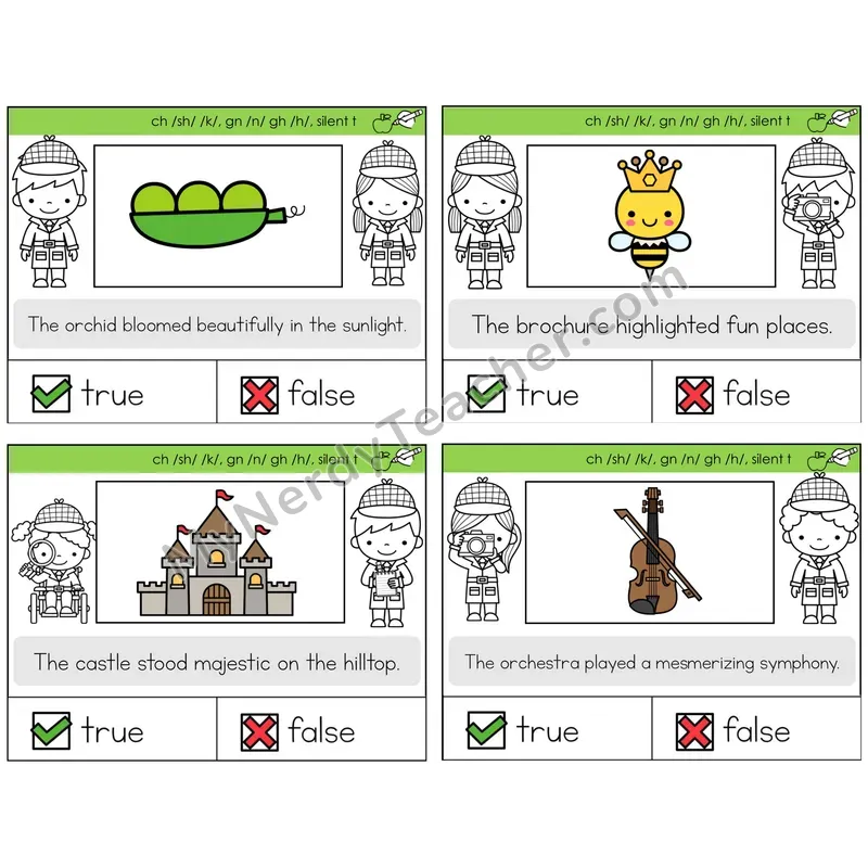 Alternate Consonant Spellings True or False Task Cards — Decodable Sentences
