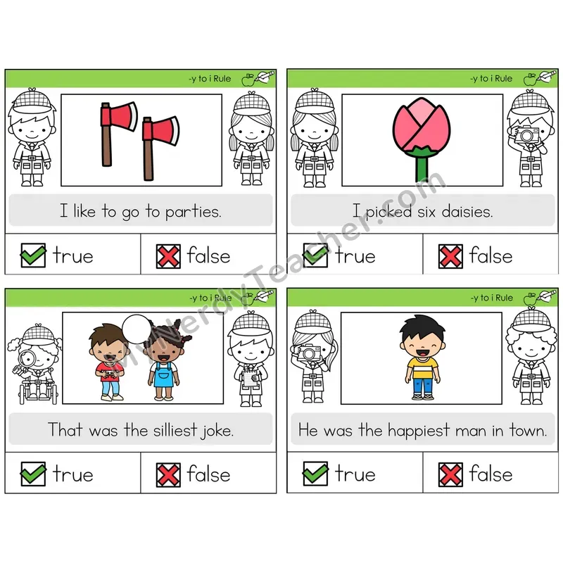 Y to I Rule True or False Task Cards — Decodable Sentences