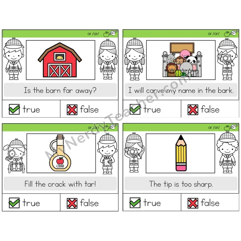 R-Controlled AR True or False Task Cards — Decodable Sentences