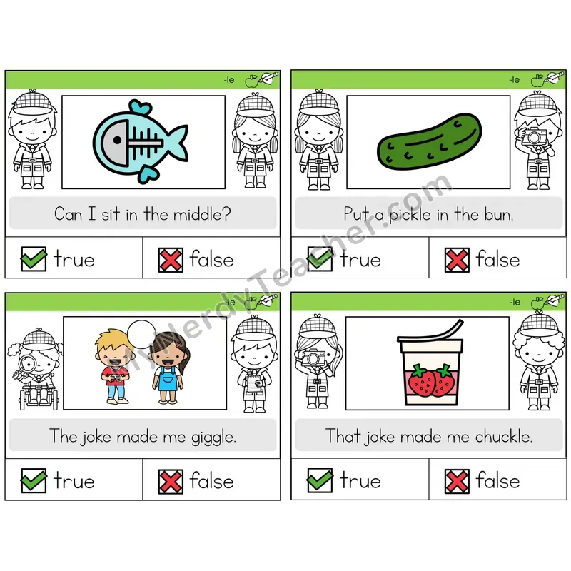 Consonant -le True or False Task Cards — Decodable Sentences