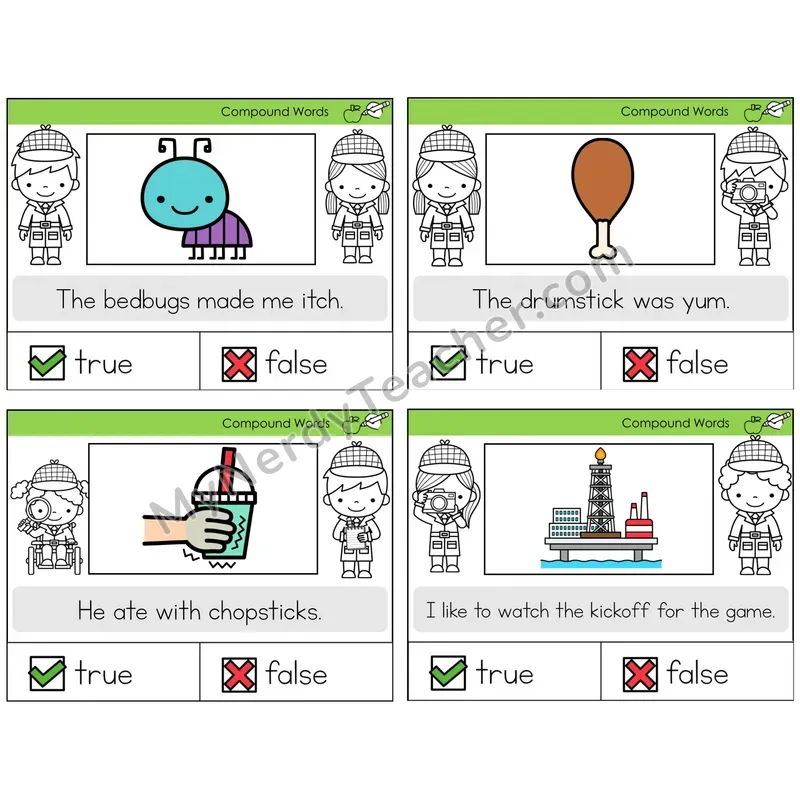 Compound Words True or False Task Cards — Decodable Sentences