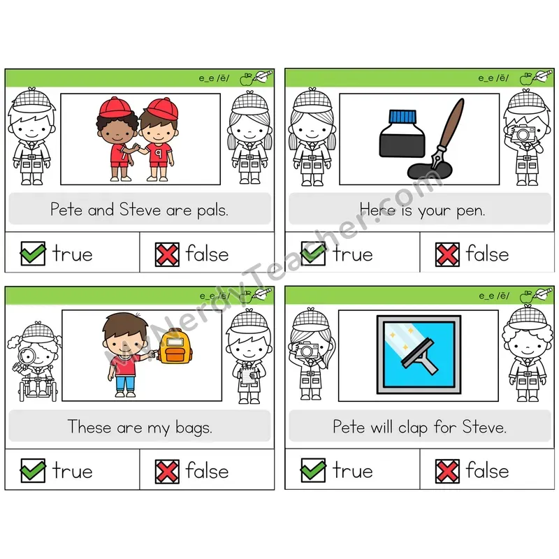 Long E VCe (e_e) True or False Task Cards — Decodable Sentences