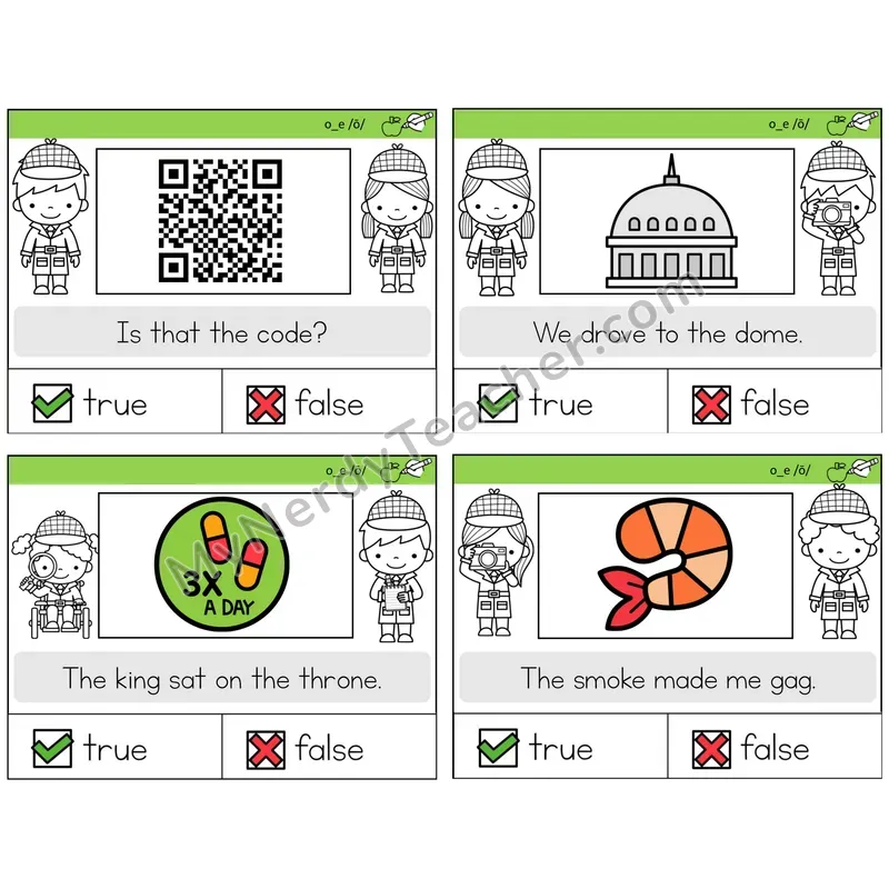 Long O VCe (o_e) True or False Task Cards — Decodable Sentences