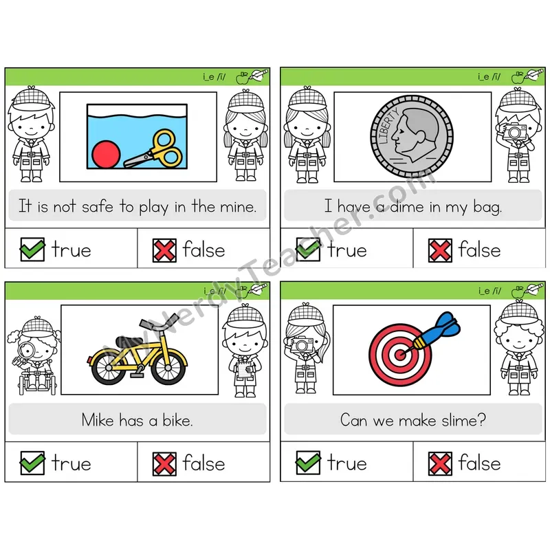 Long I VCe (i_e) True or False Task Cards — Decodable Sentences