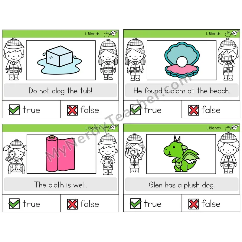 L Blends True or False Task Cards — Decodable Sentences