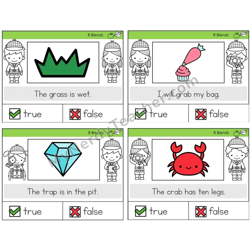R Blends True or False Task Cards — Decodable Sentences