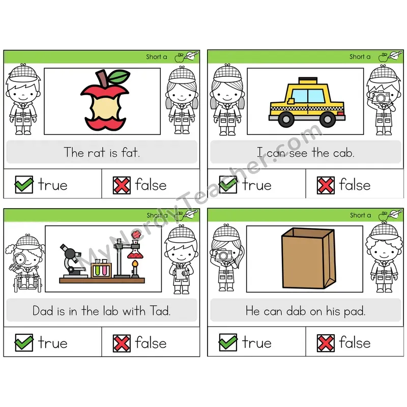 Short A True or False Task Cards — Decodable Sentences
