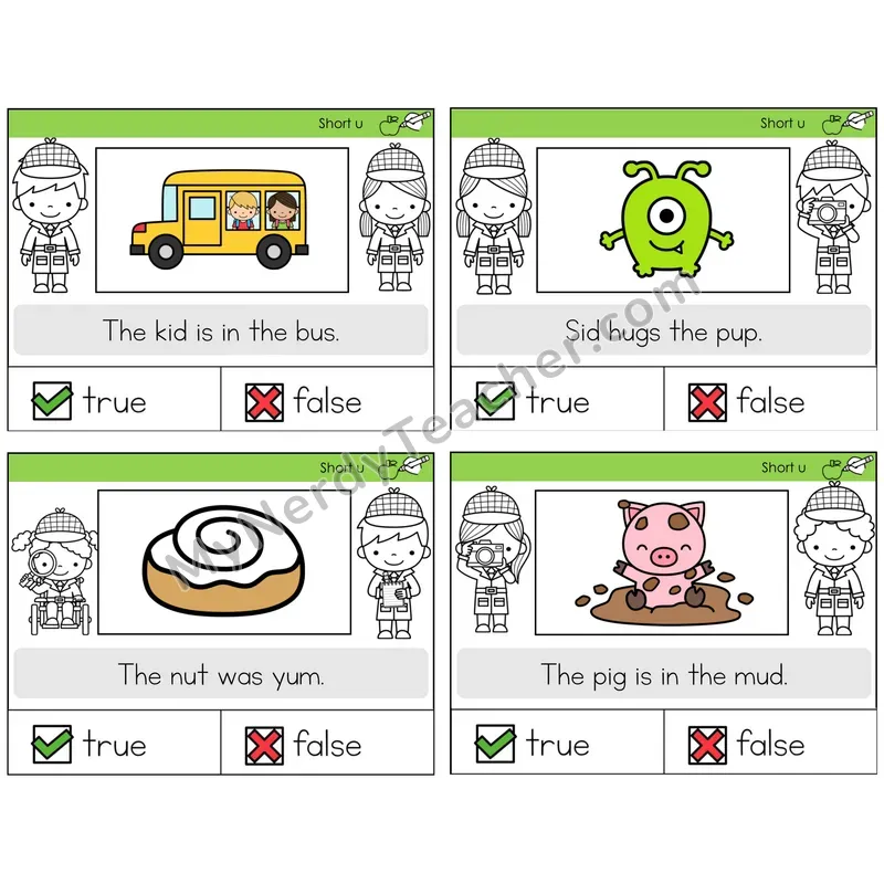 Short U True or False Task Cards — Decodable Sentences