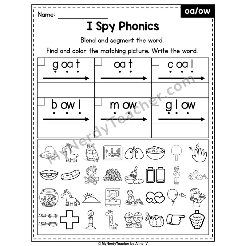 I Spy Phonics Worksheet — Mixed Long Vowel Teams