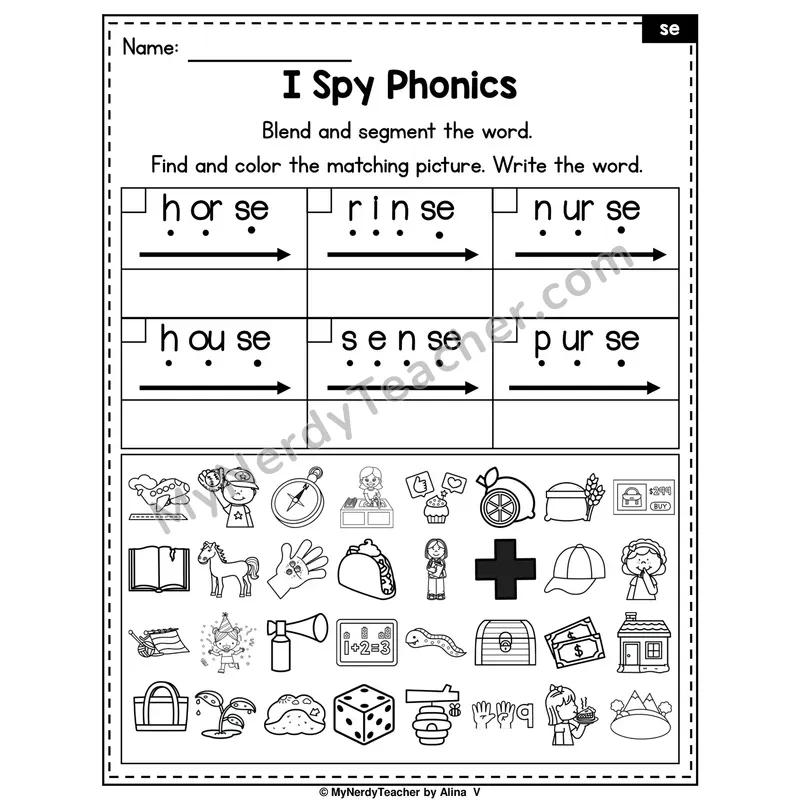 I Spy Phonics Worksheet — -se Ending