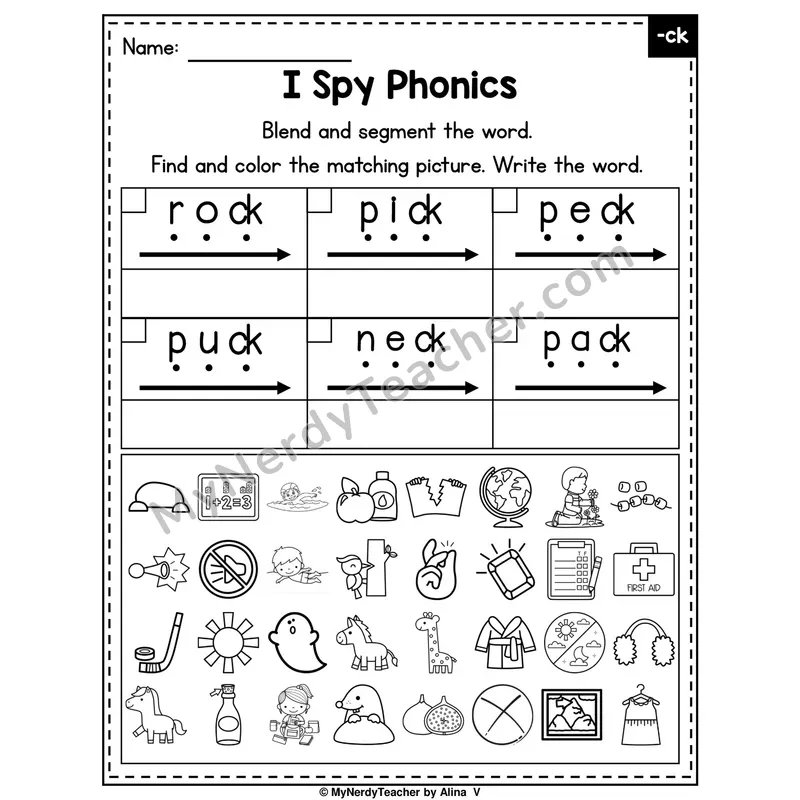 I Spy Phonics Worksheet — CK Digraph