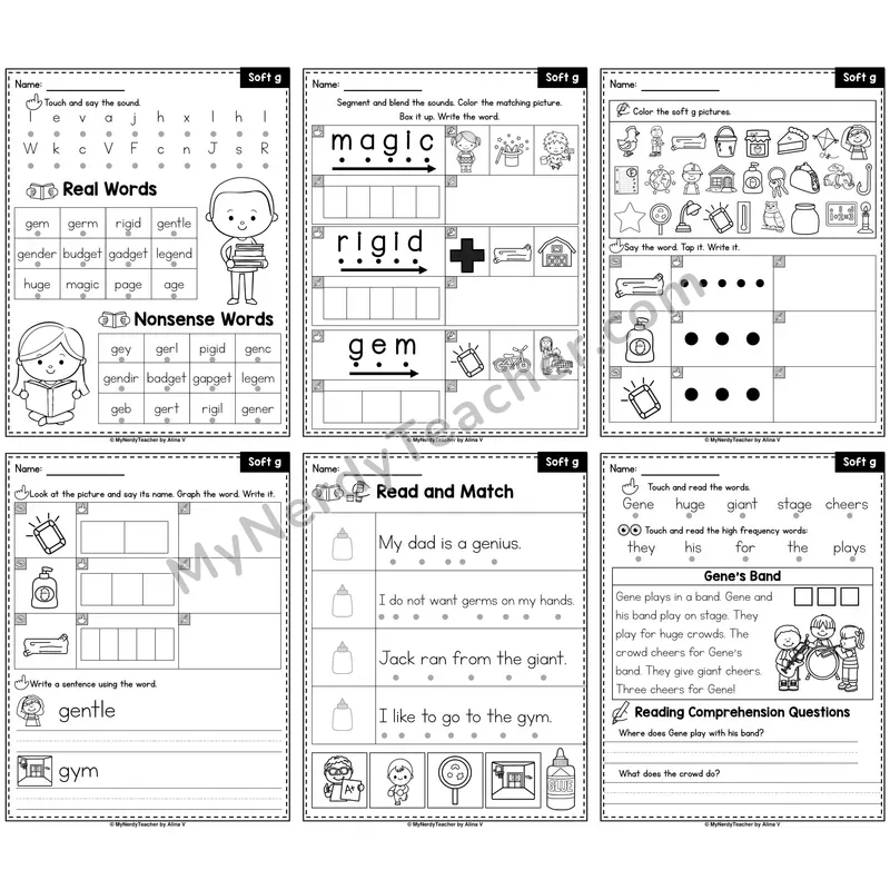 Soft G Phonics Worksheet Pack — G Says /j/