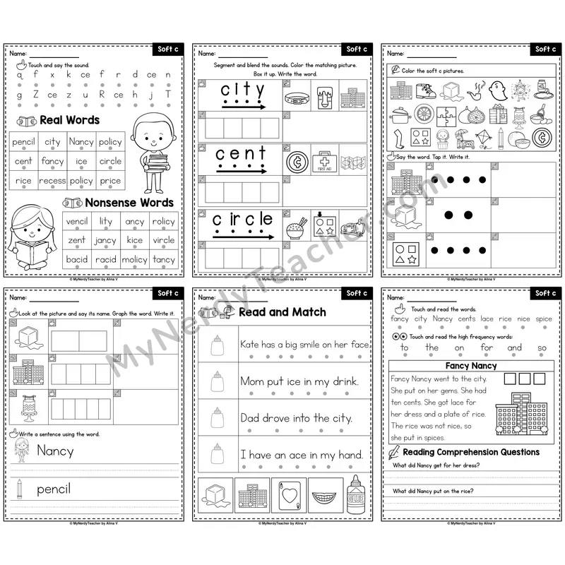 Soft C Phonics Worksheet Pack — C Says /s/