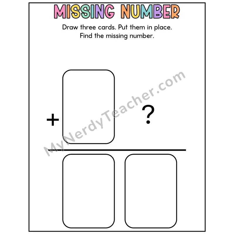Missing Addend Card Game — Find the Unknown Number