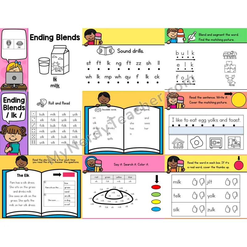 Ending Blend -lk Digital Phonics Activity