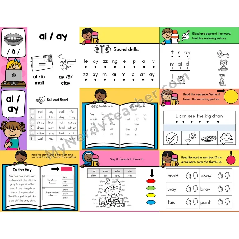 Long Vowel Team ai, ay Digital Phonics Activity