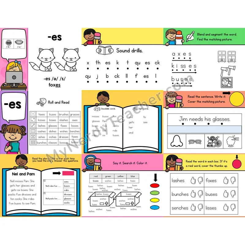 Inflectional Ending -es Digital Phonics Activity