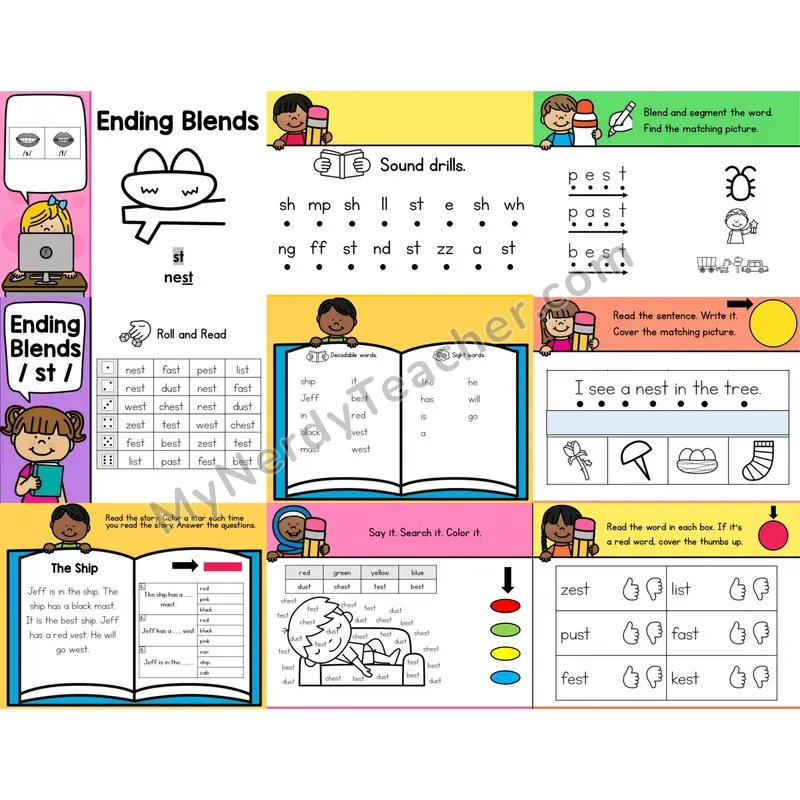 Ending Blend -st Digital Phonics Activity