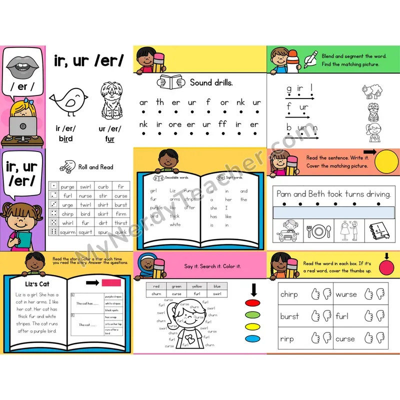 R-Controlled Vowels ir, ur Digital Phonics Activity