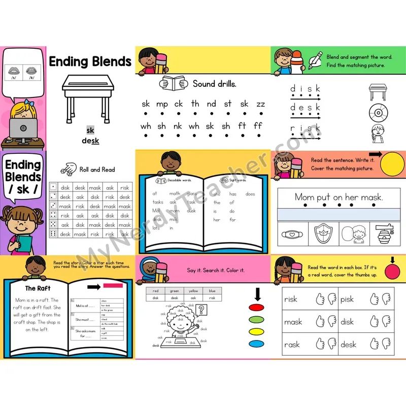 Ending Blend -sk Digital Phonics Activity