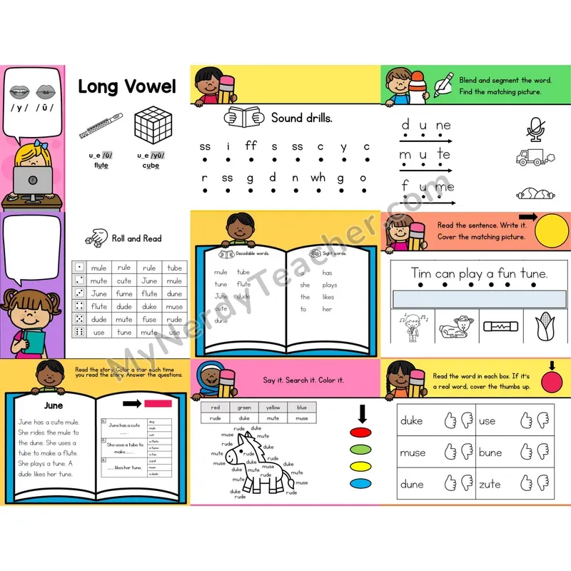 Long U — u_e (Silent E) Digital Phonics Activity
