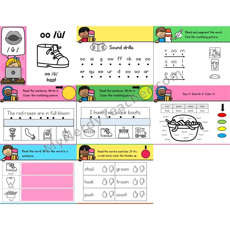 Other Vowel Team oo (long) Digital Phonics Activity