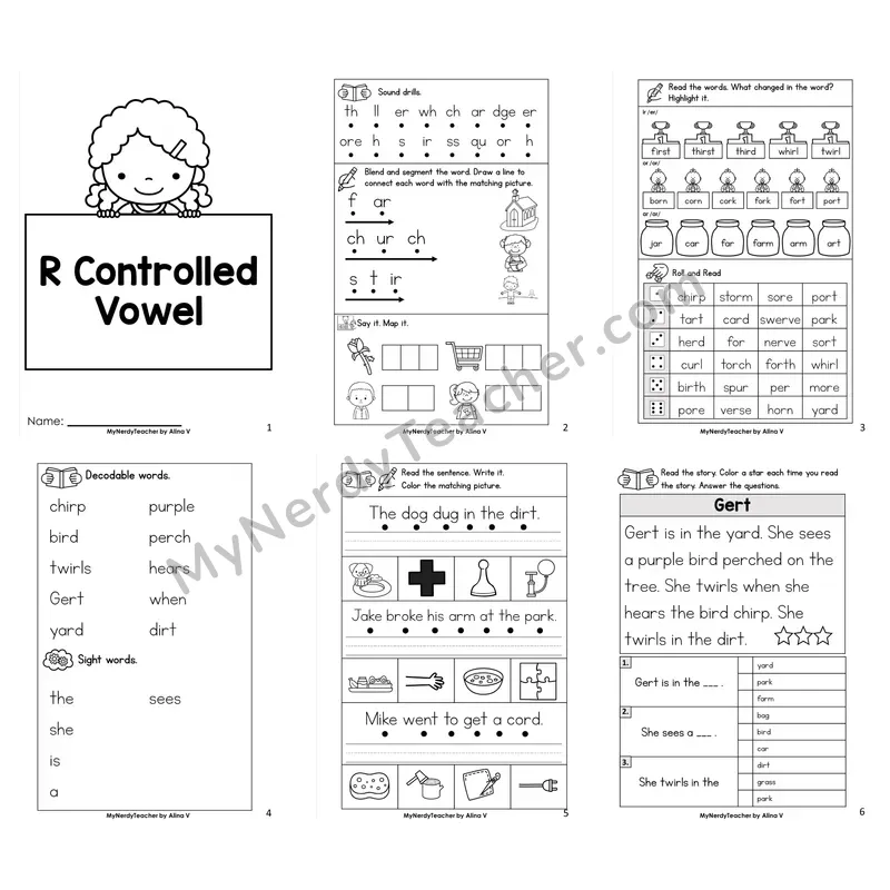 R-Controlled Vowels Review Worksheet Pack