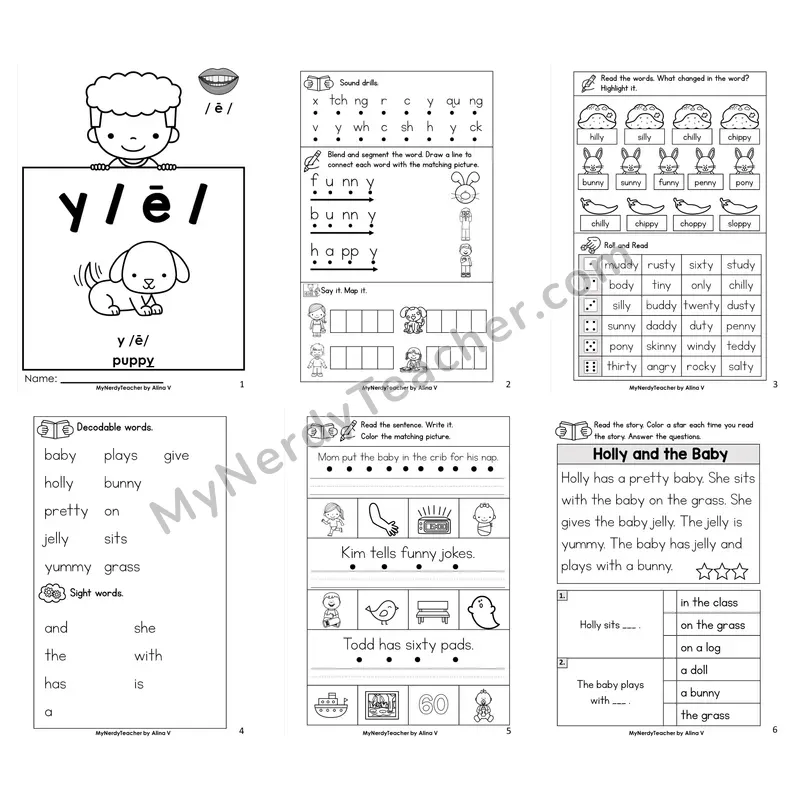 y as Long E Worksheet Pack