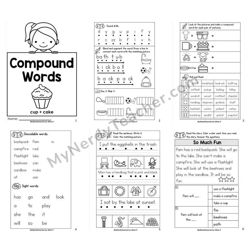 Compound Words Worksheet Pack