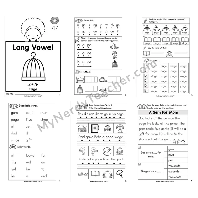 Soft G (_ge) Worksheet Pack