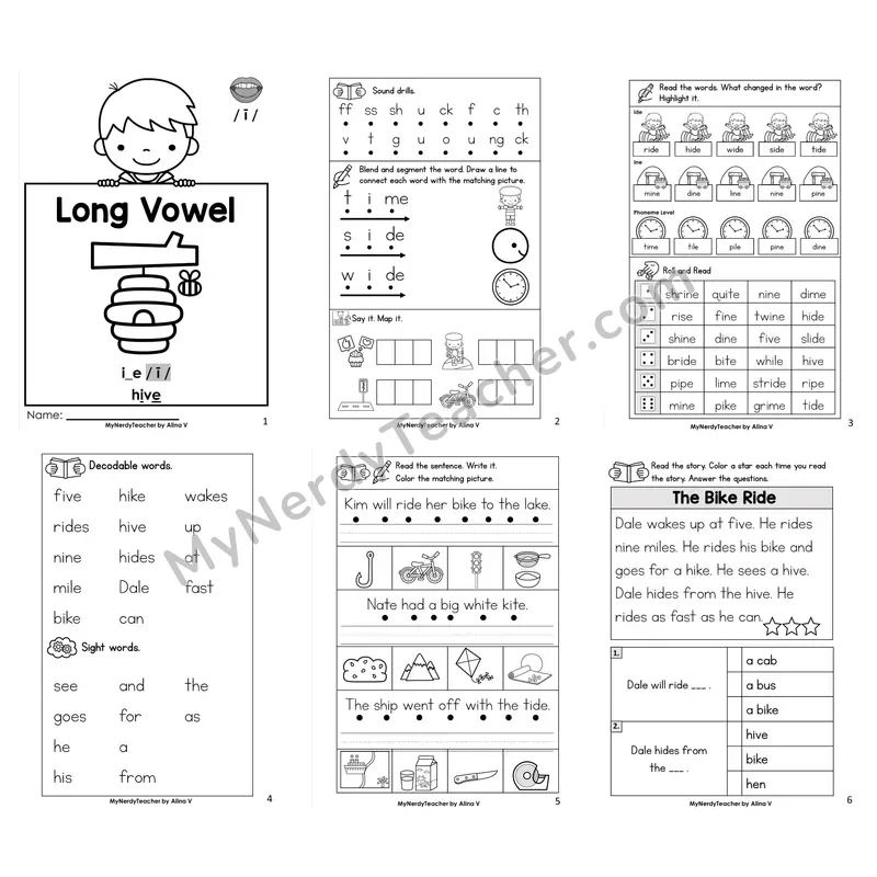 Long I — i_e (Silent E) Worksheet Pack