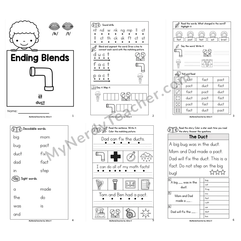 Ending Blend -ct Worksheet Pack