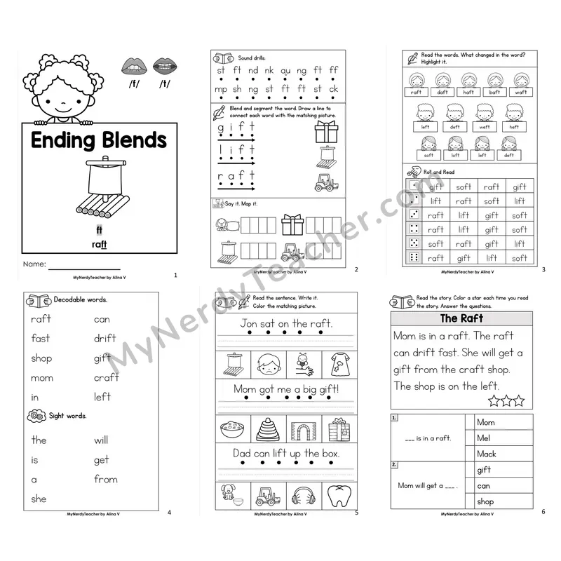 Ending Blend -ft Worksheet Pack
