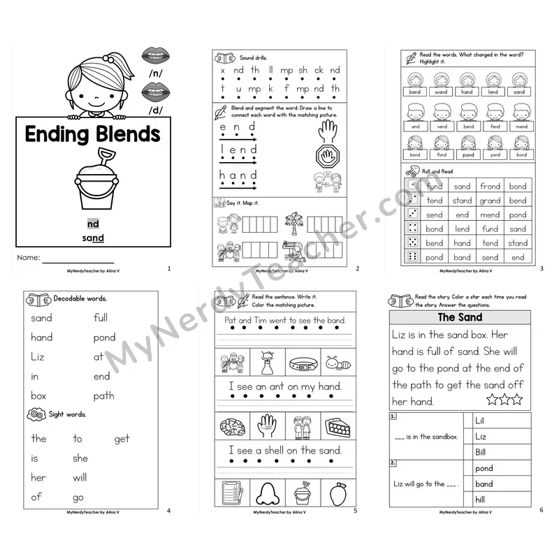 Ending Blend -nd Worksheet Pack