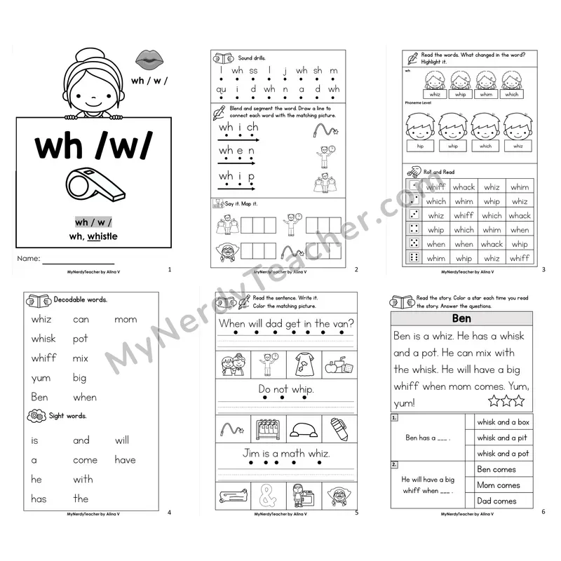 wh Digraph Worksheet Pack