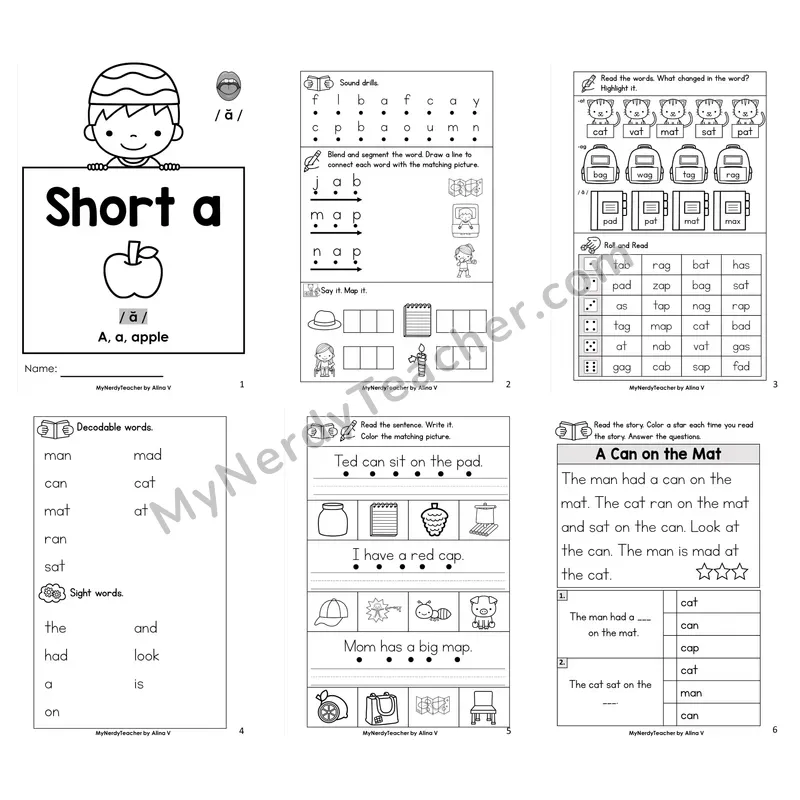 Short A Worksheet Pack
