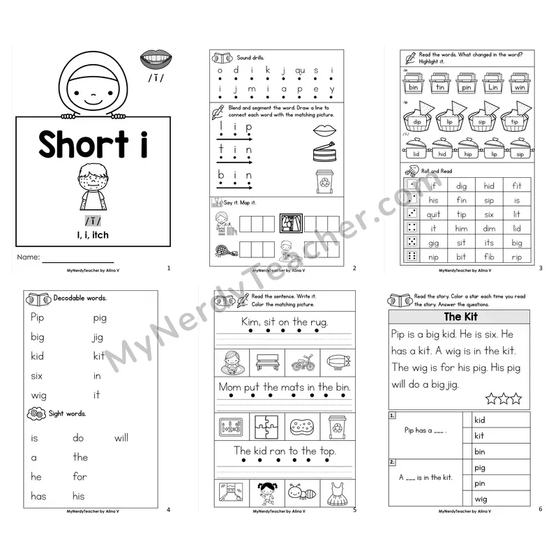 Short I Worksheet Pack