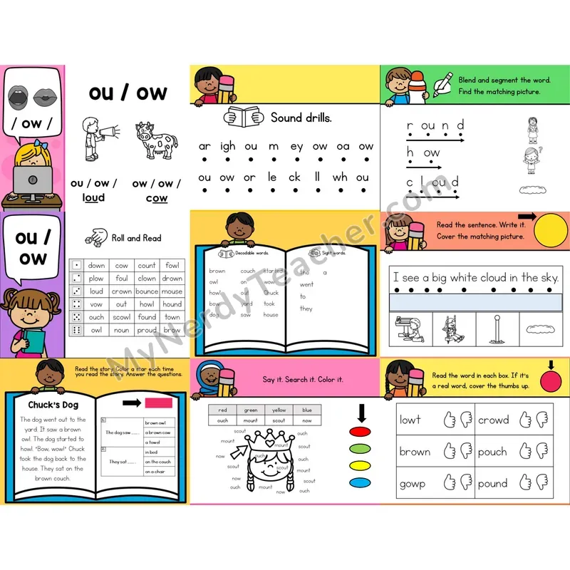 Diphthong ou, ow Editable PowerPoint