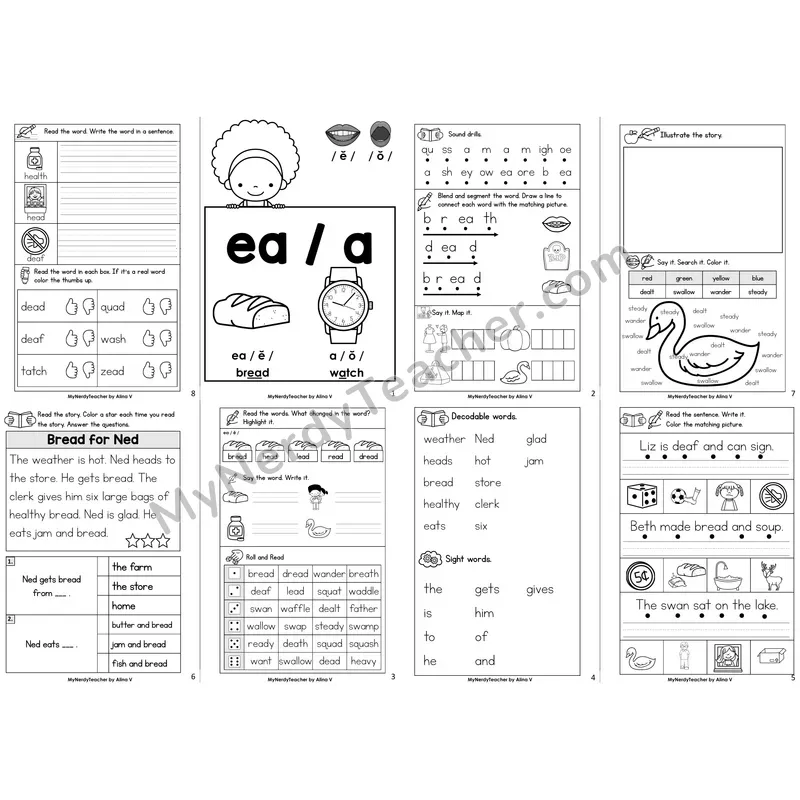 Other Vowel Teams ea, a (short) Decodable Booklet