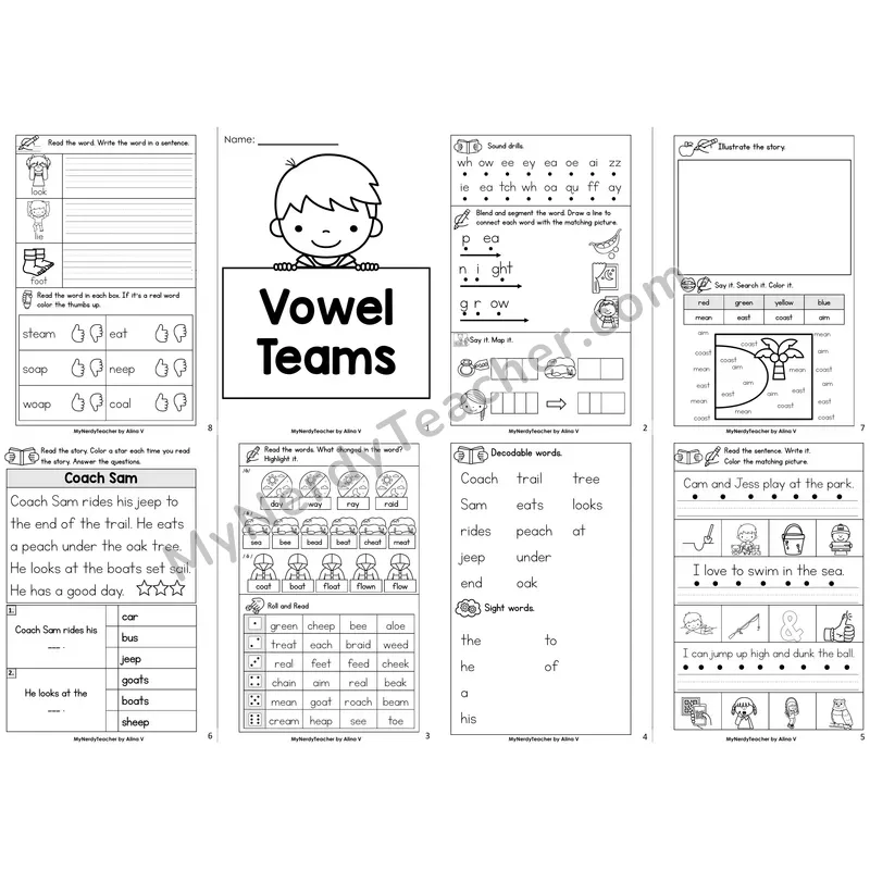 Mixed Long Vowel Teams Review Decodable Booklet