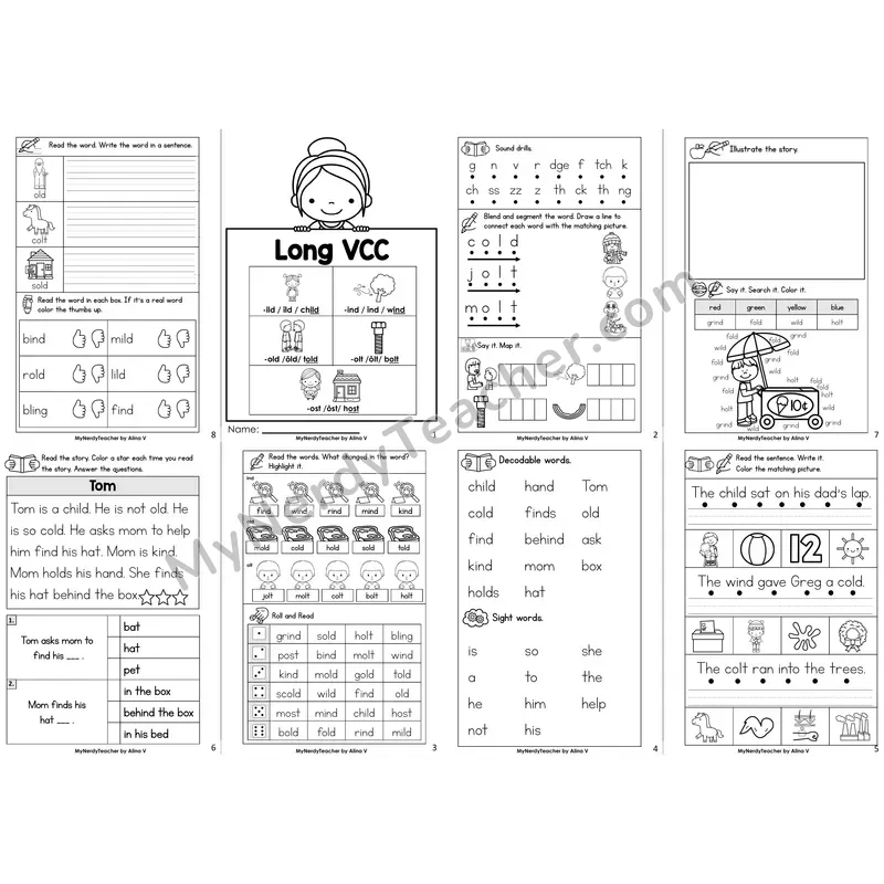 Long VCC (-ild, -old, -ind, -olt, -ost) Decodable Booklet