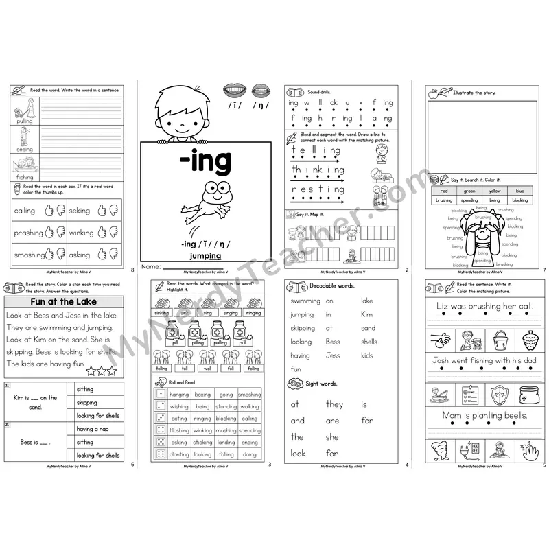 Inflectional Ending -ing Decodable Booklet