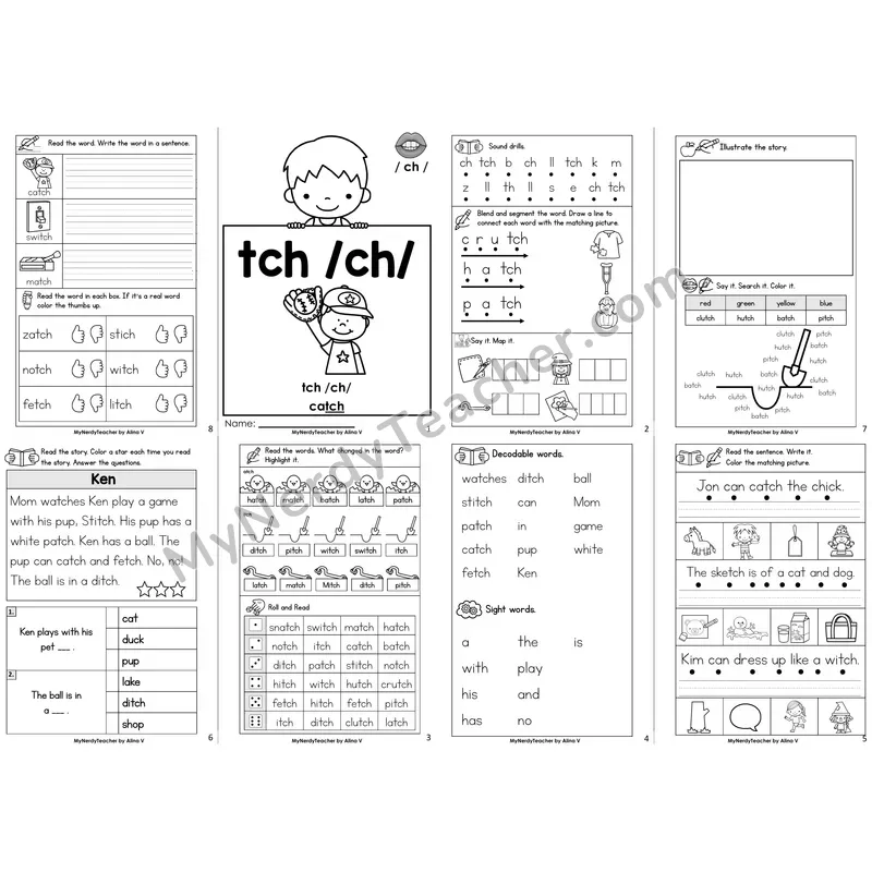 tch and ch Digraphs Decodable Booklet