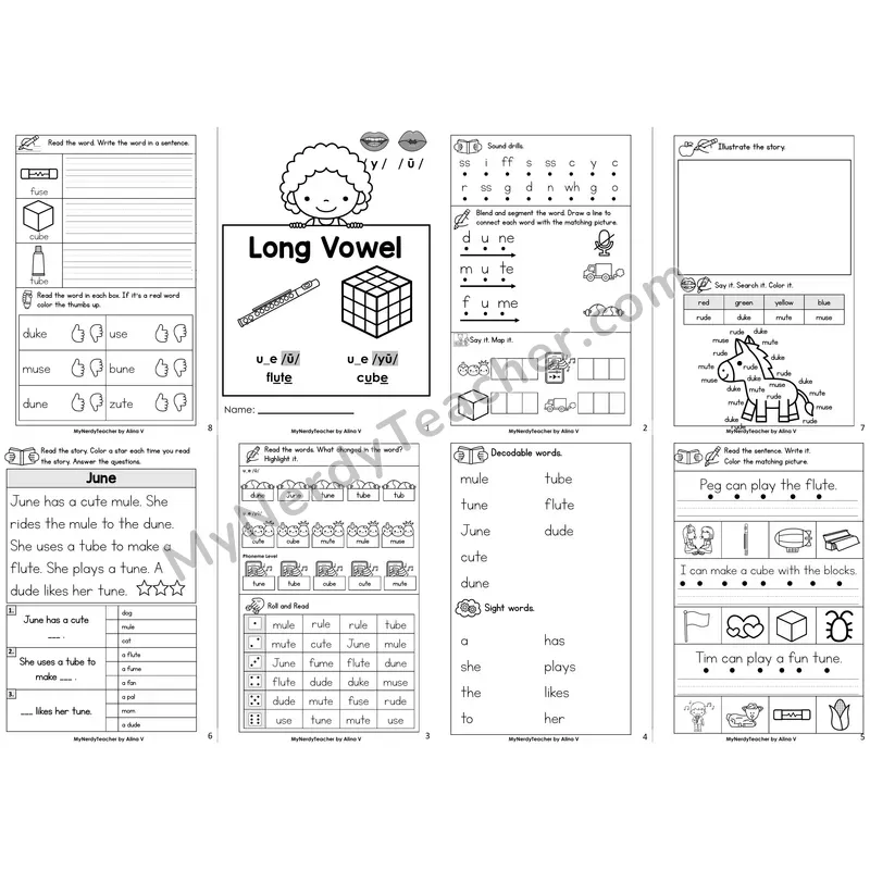 Long U — u_e (Silent E) Decodable Booklet