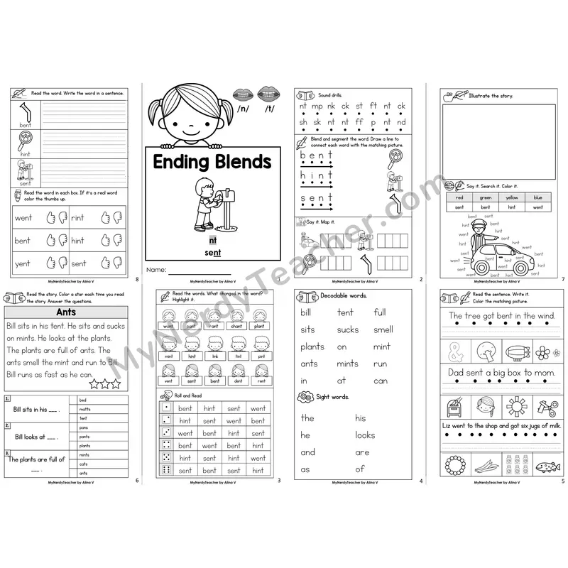 Ending Blend -nt Decodable Booklet