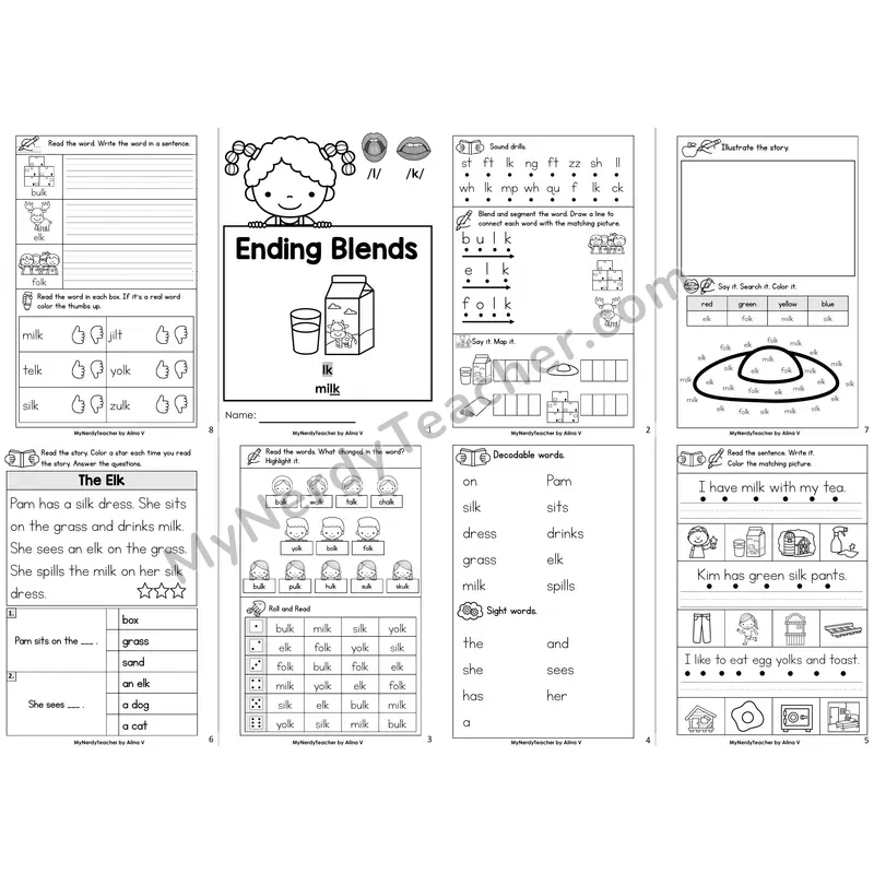 Ending Blend -lk Decodable Booklet