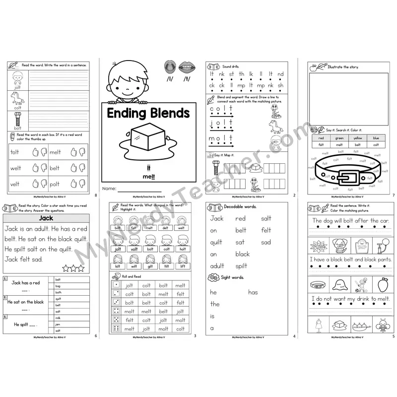Ending Blend -lt Decodable Booklet