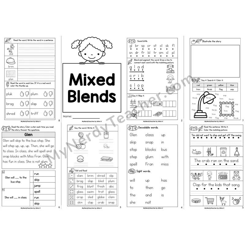 Mixed Beginning Blends Decodable Booklet