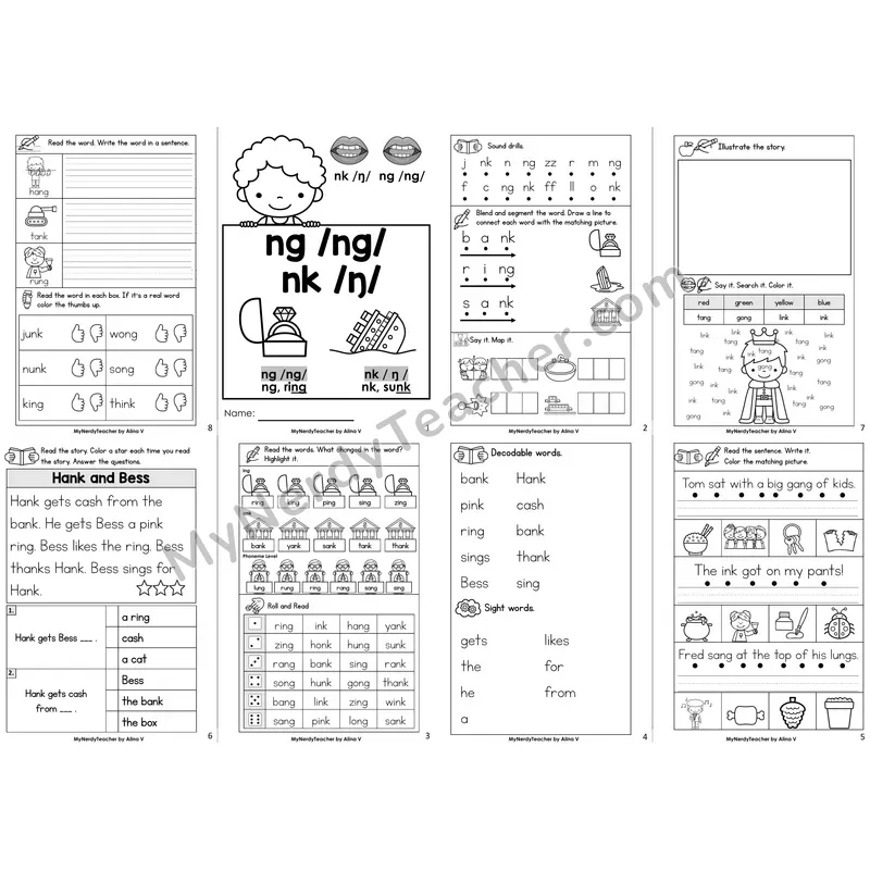nk and ng Digraphs Decodable Booklet