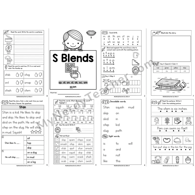 S Blends Decodable Booklet